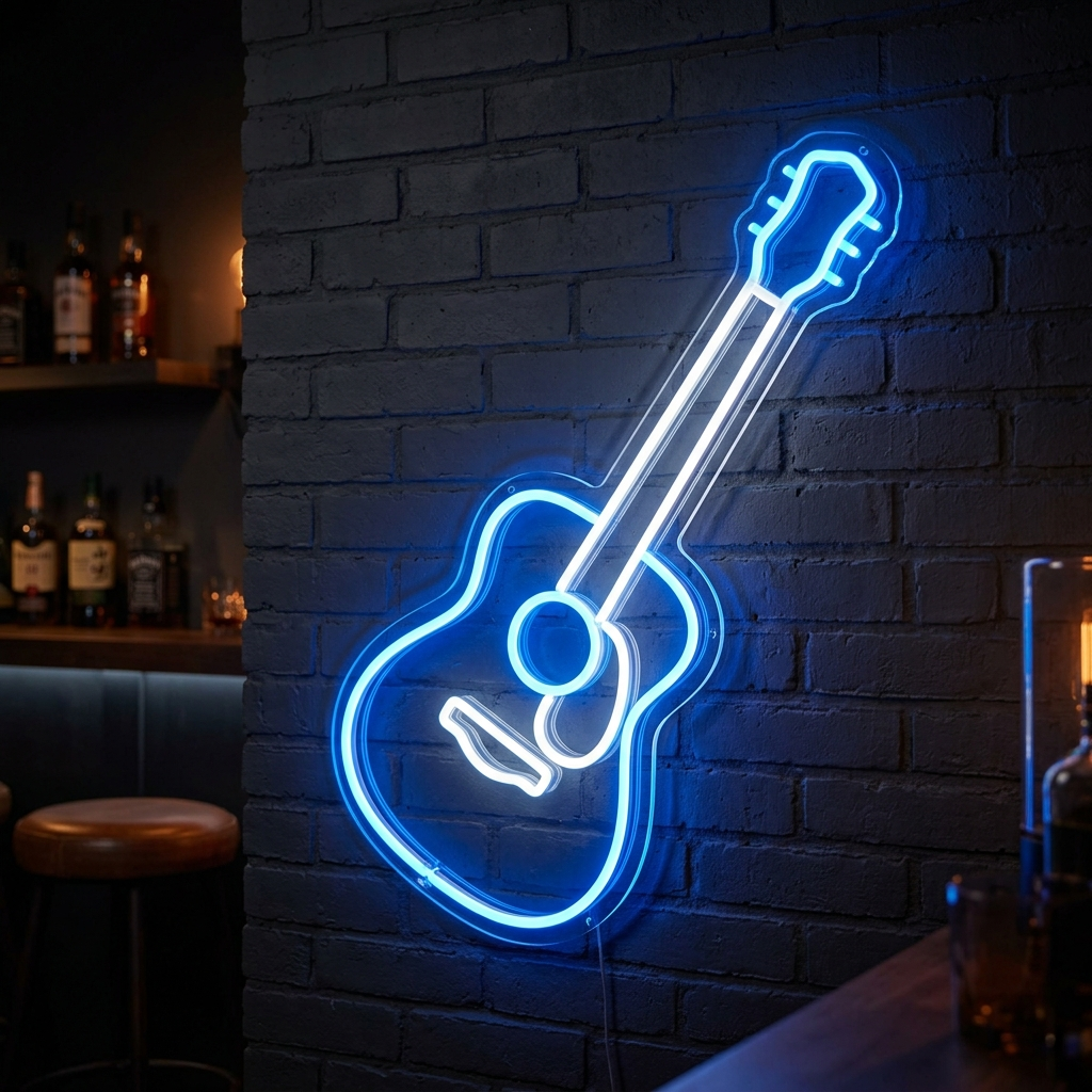 Guitar Outline Neon Sign For Music Lovers