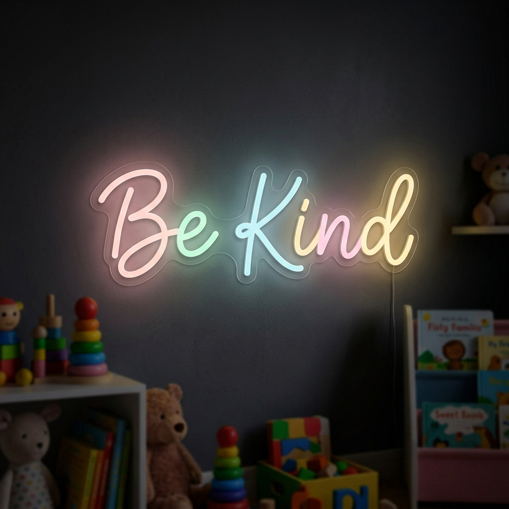 Custom Neon Be Kind Handwriting Sign