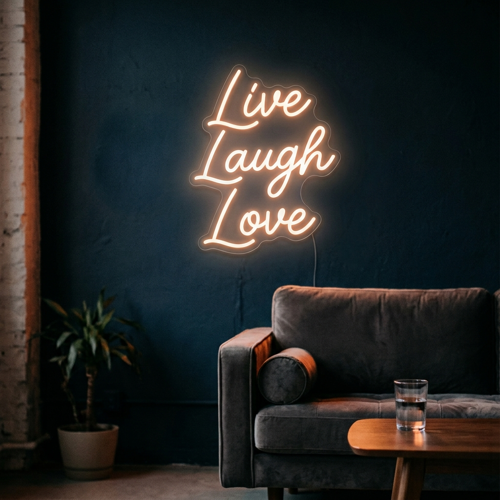 Custom Neon Live Laugh Love Handwriting Sign