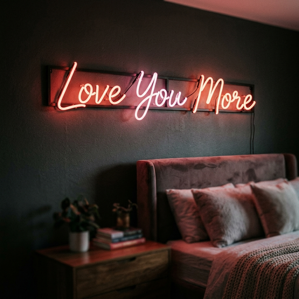 Custom Neon Love You More Handwriting Sign