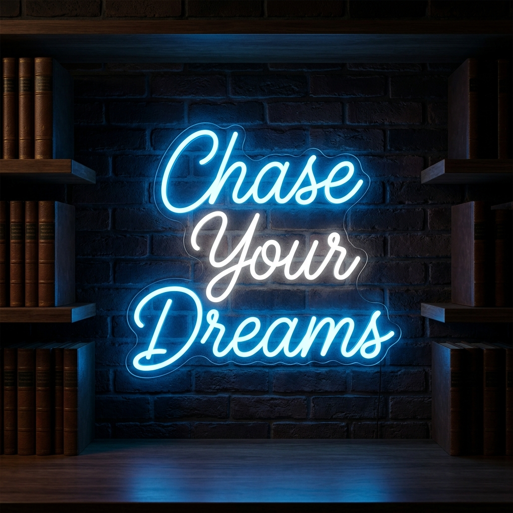 Custom Neon Chase Your Dreams Handwriting Sign