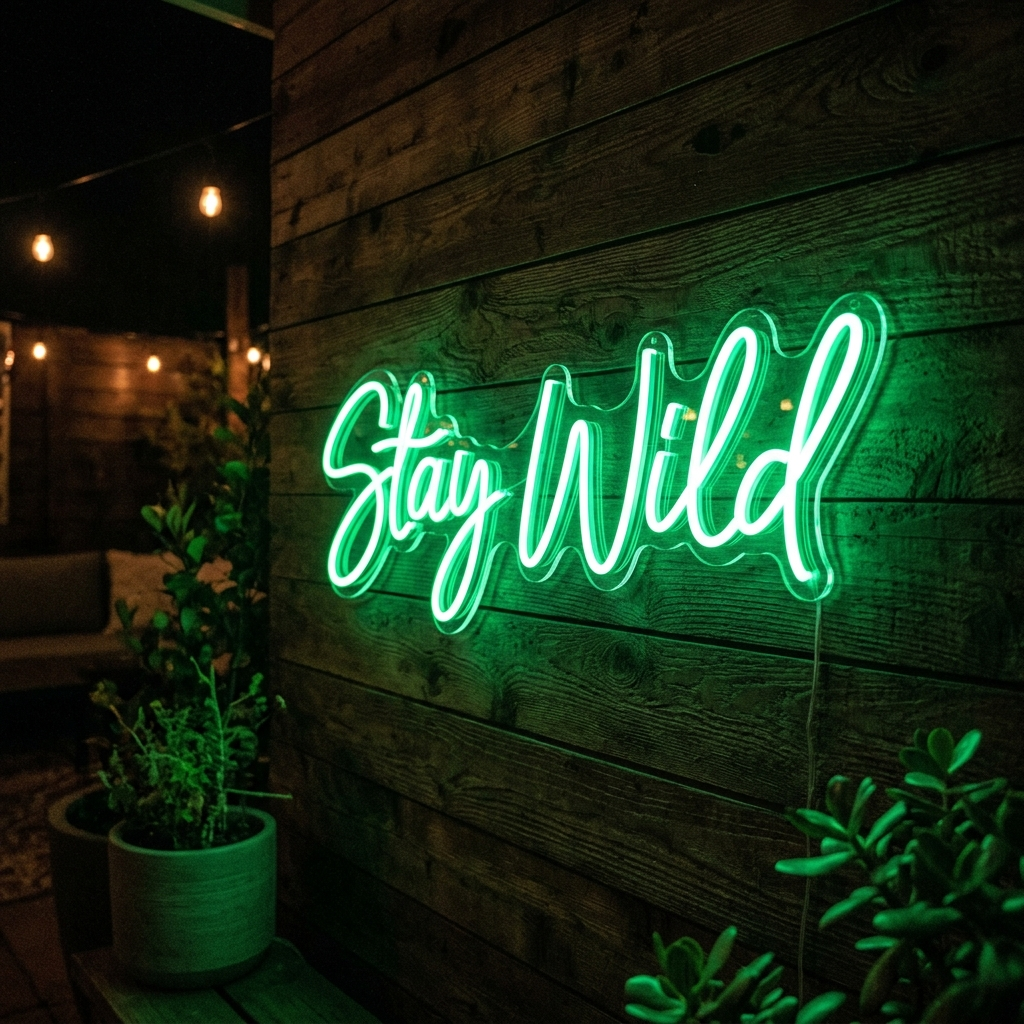 Custom Neon Stay Wild Handwriting Sign