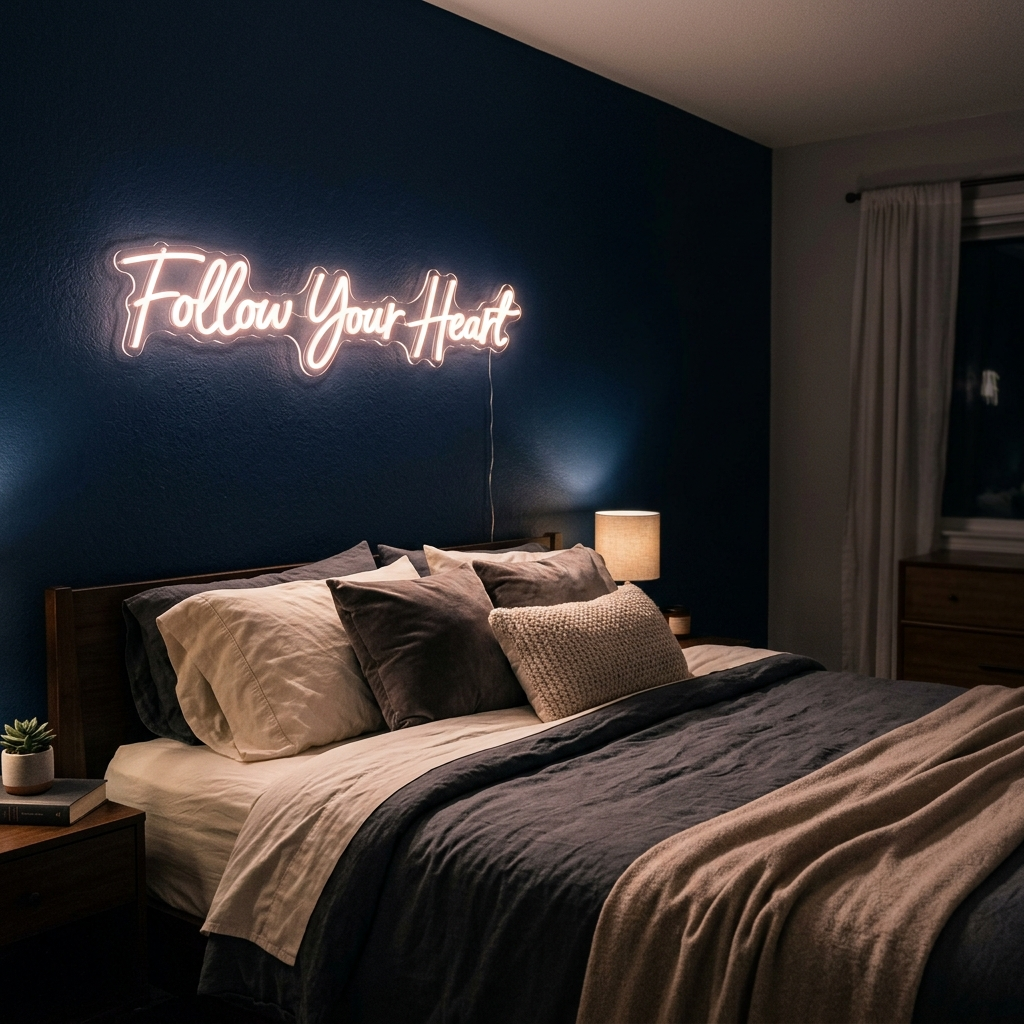 Follow Your Heart Custom Neon Sign In Cursive