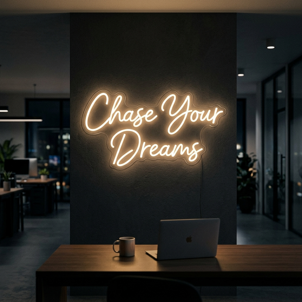 Chase Your Dreams Custom Neon Sign In Cursive