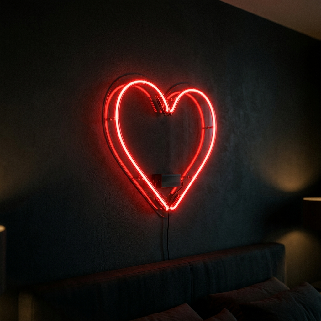 Heart Neon Icon For Love And Romance