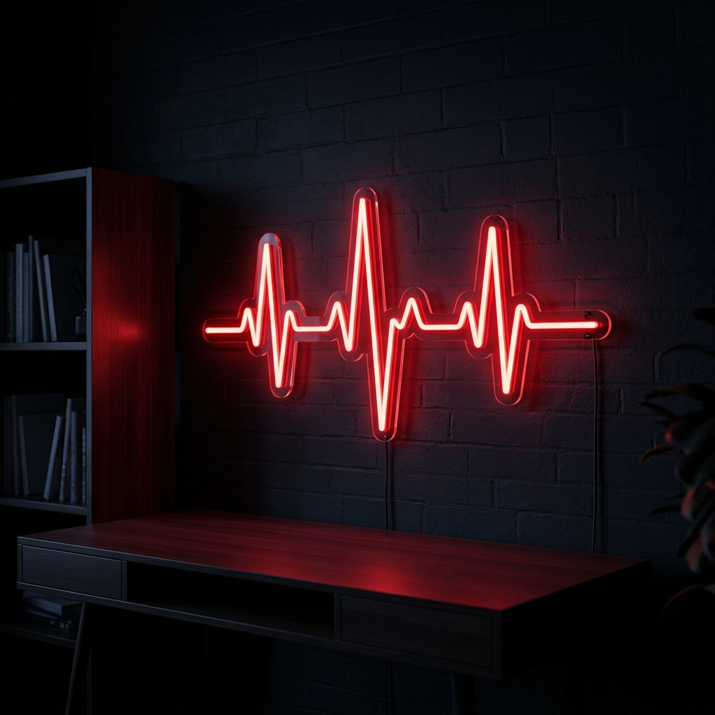 Heart Beat Line Neon Sign For Creative Workspaces
