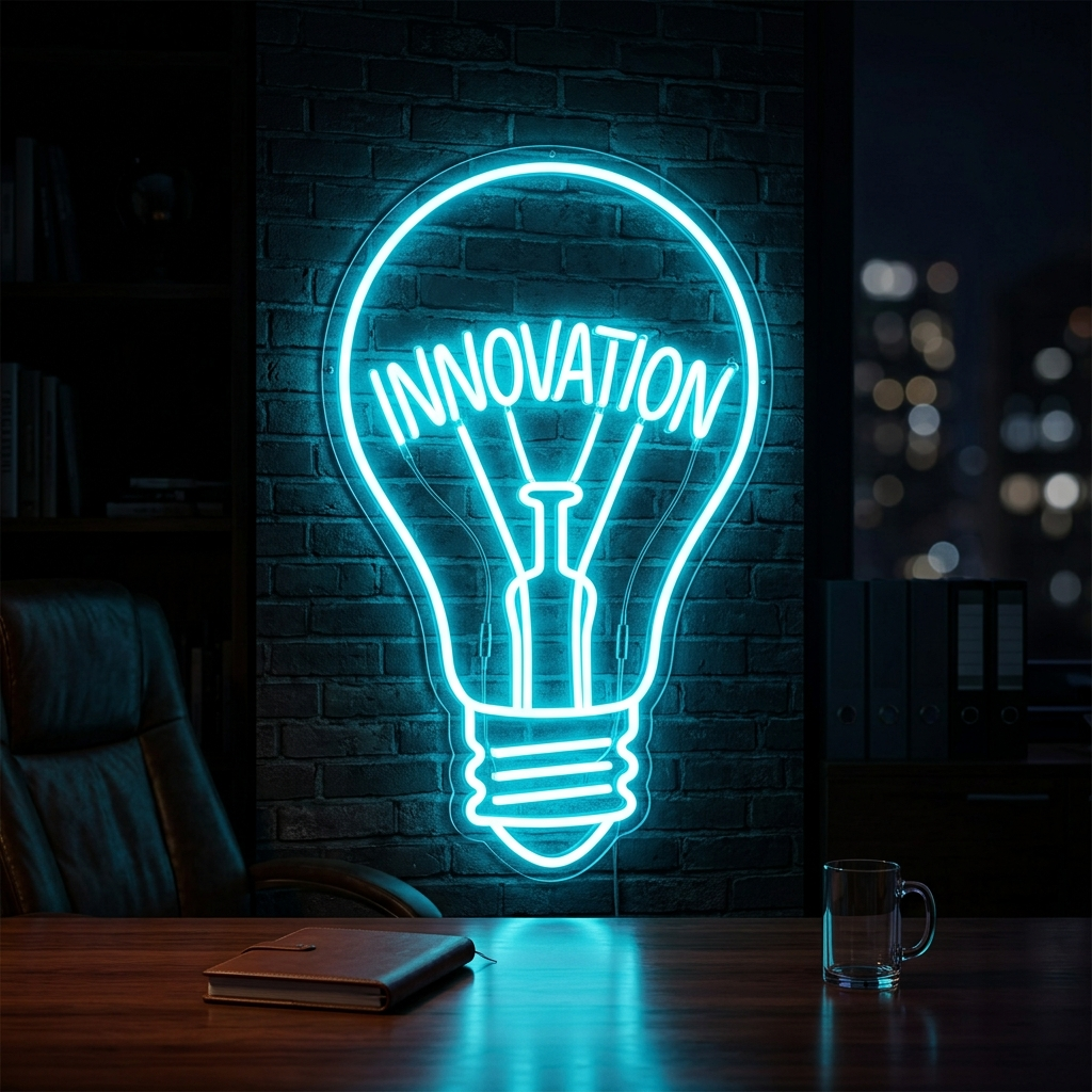 Innovation Light Bulb Neon Sign For Creative Offices