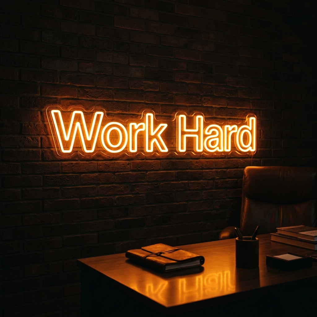Work Hard Neon Sign For Business Offices