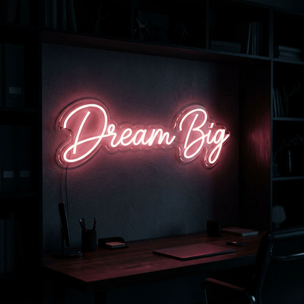 Dream Big Neon Sign For Motivational Workspaces