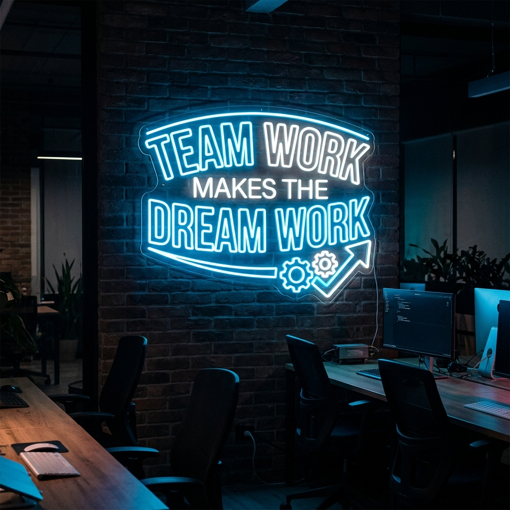 Team Work Makes The Dream Work Neon Sign