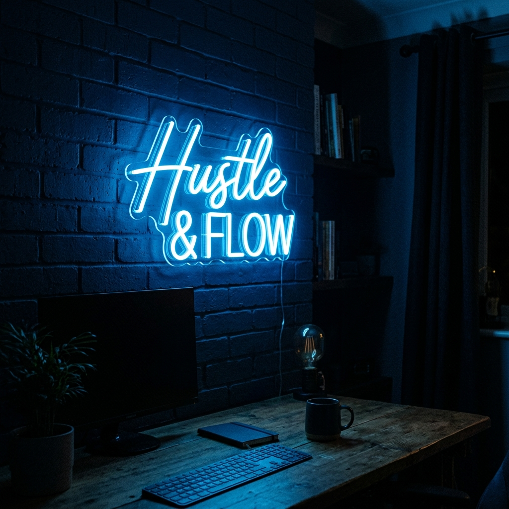 Hustle & Flow Neon Sign For Home Office