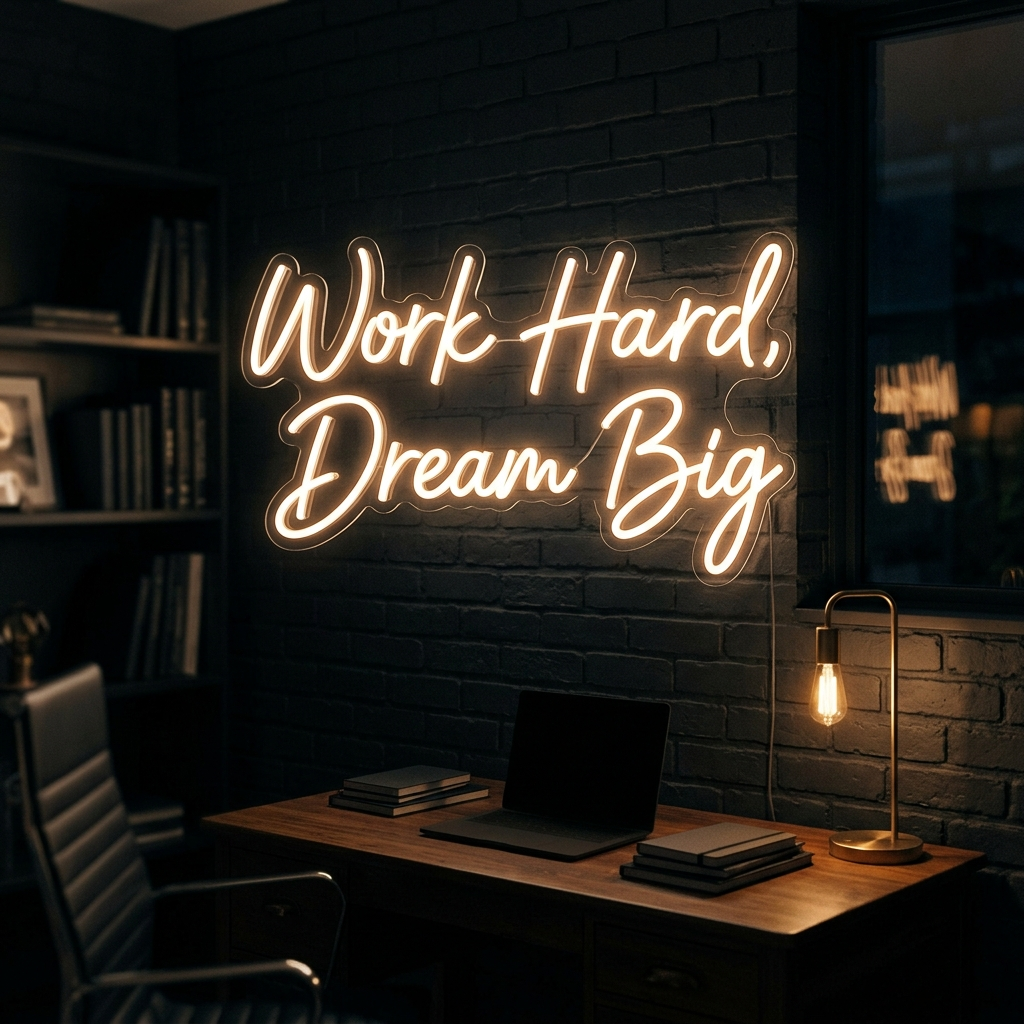 Work Hard, Dream Big Neon Sign For Home Office