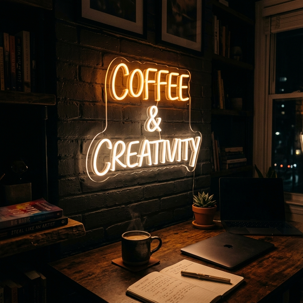 Coffee & Creativity Neon Sign For Home Office