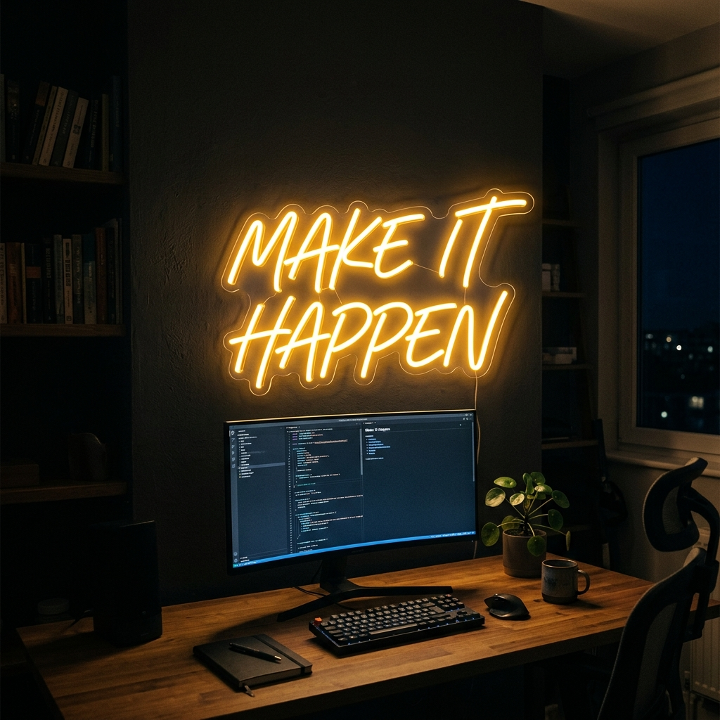 Make It Happen Neon Sign For Home Office