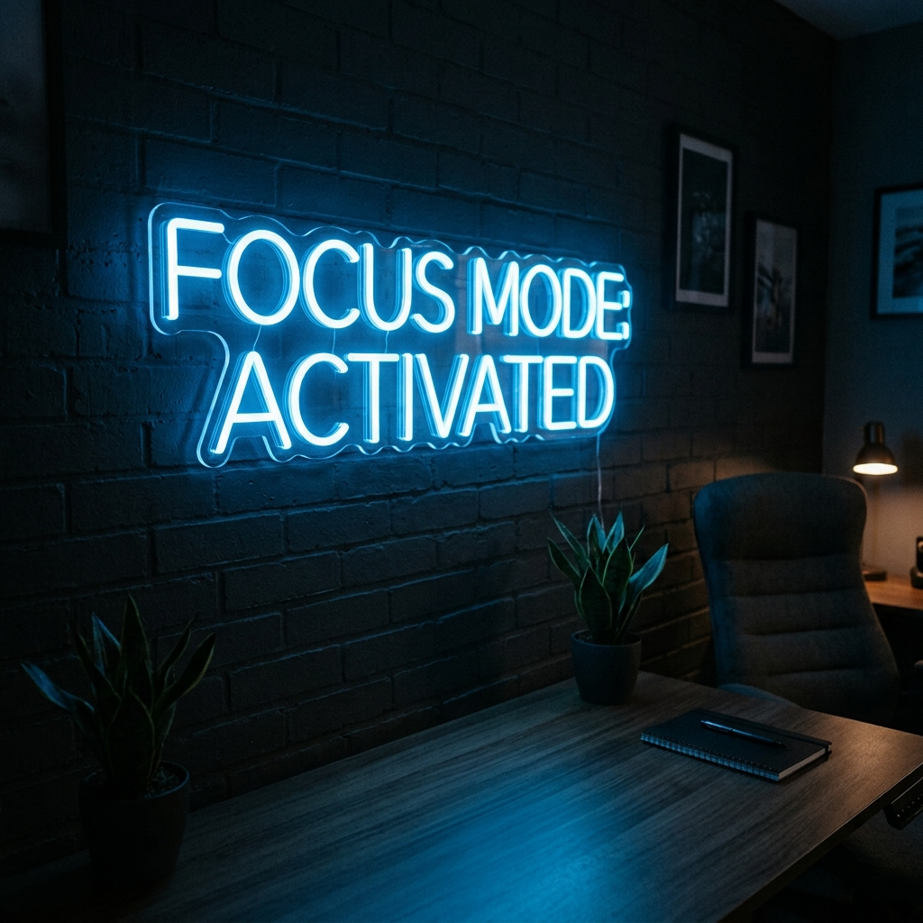 Focus Mode: Activated Neon Sign For Home Office