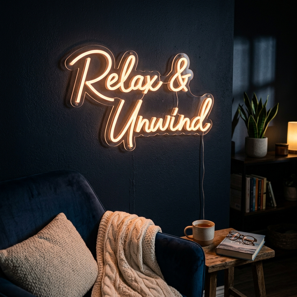 Relax & Unwind Neon Sign For Man Cave