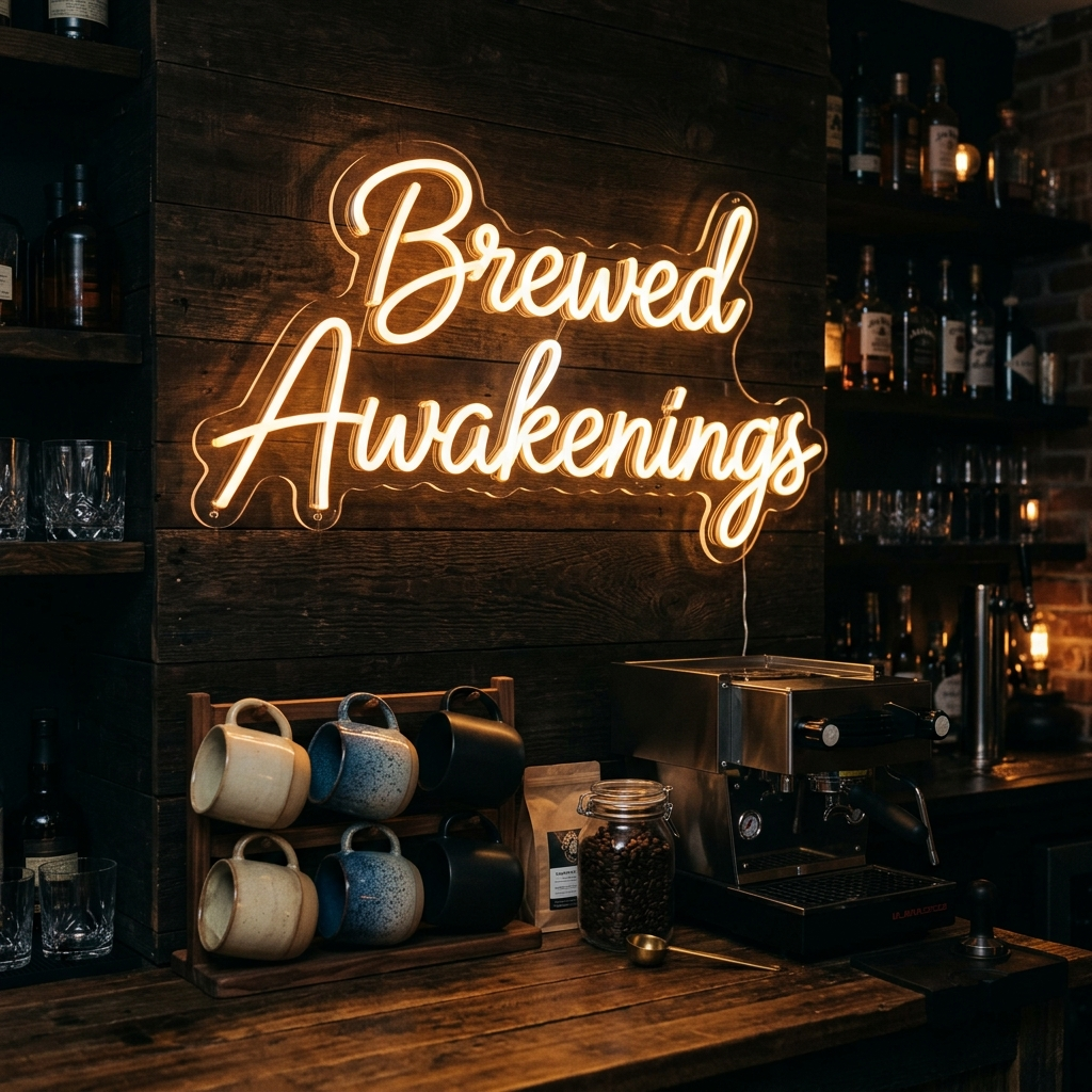Brewed Awakenings Neon Sign For Man Cave