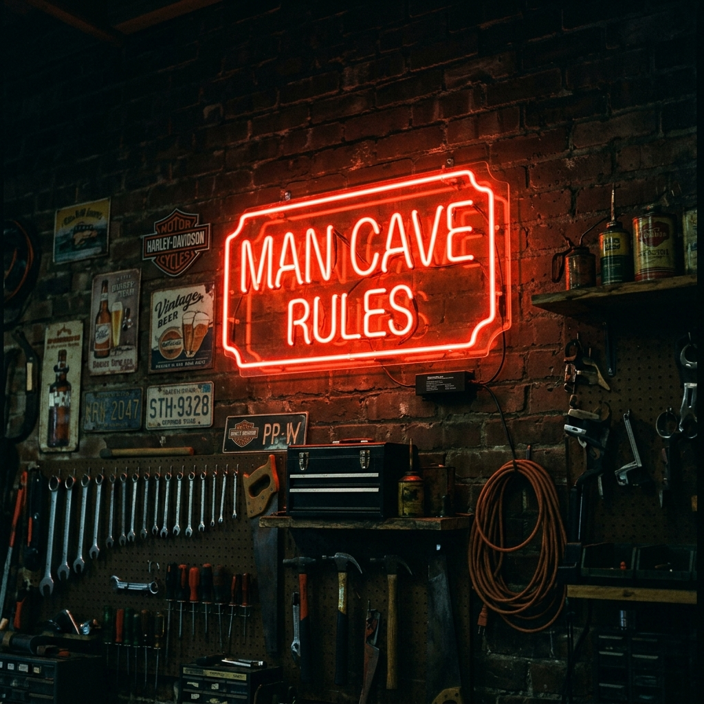 Man Cave Rules Neon Sign For Man Cave