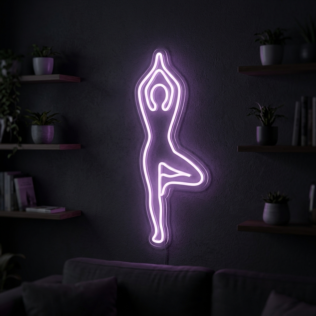 Yoga Pose Neon Sign For Tranquil Workout Space