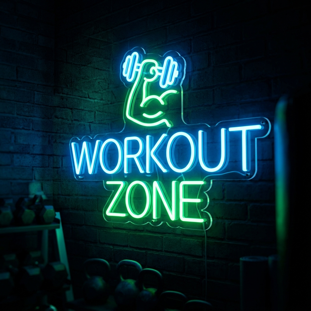 Workout Zone Neon Sign For Home Gym