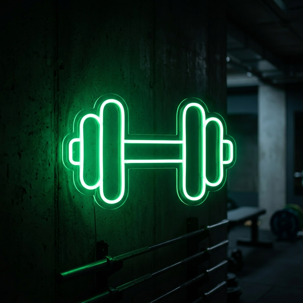 Dumbbell Icon Neon Sign For Home Gym