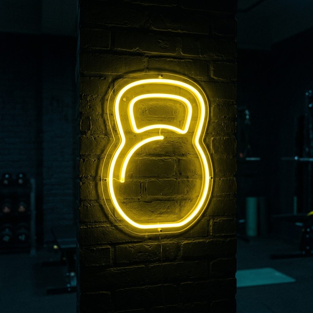 Kettlebell Icon Neon Sign For Strength Training