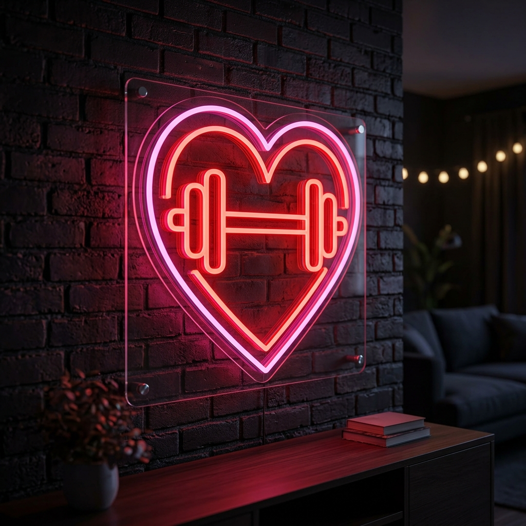 Fitness Heart Neon Sign For Home Gym