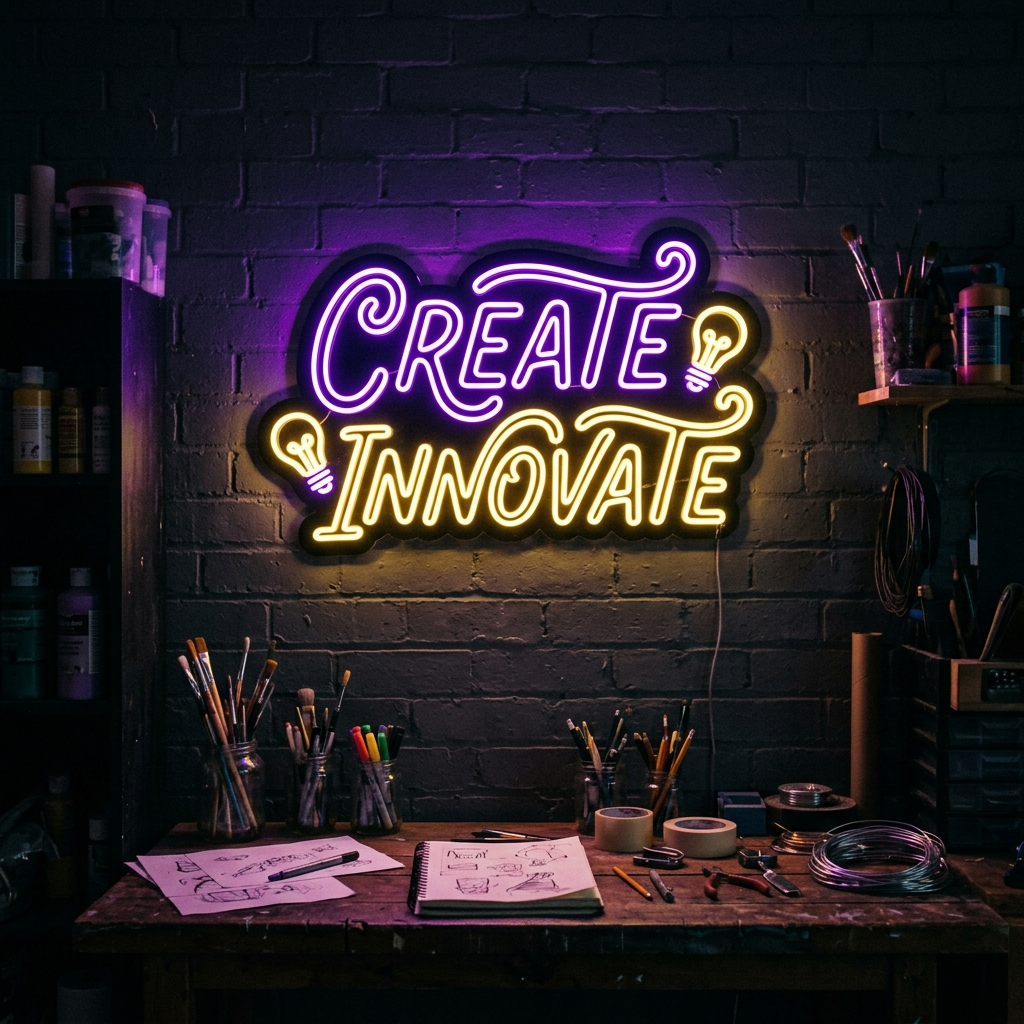 Create & Innovate Neon Sign For Creative Spaces