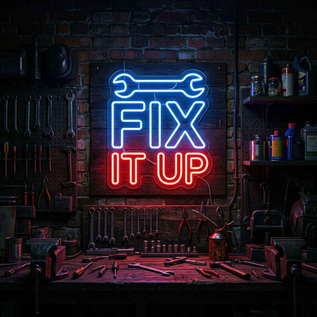 Fix It Up Neon Sign For Man Caves