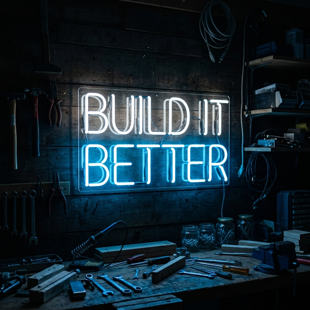 Build It Better Neon Sign For Workshops