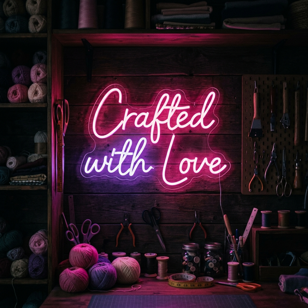 Crafted With Love Neon Sign For Workshops