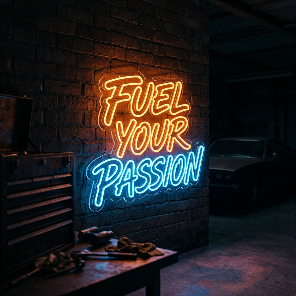 Fuel Your Passion Neon Sign For Automotive Spaces