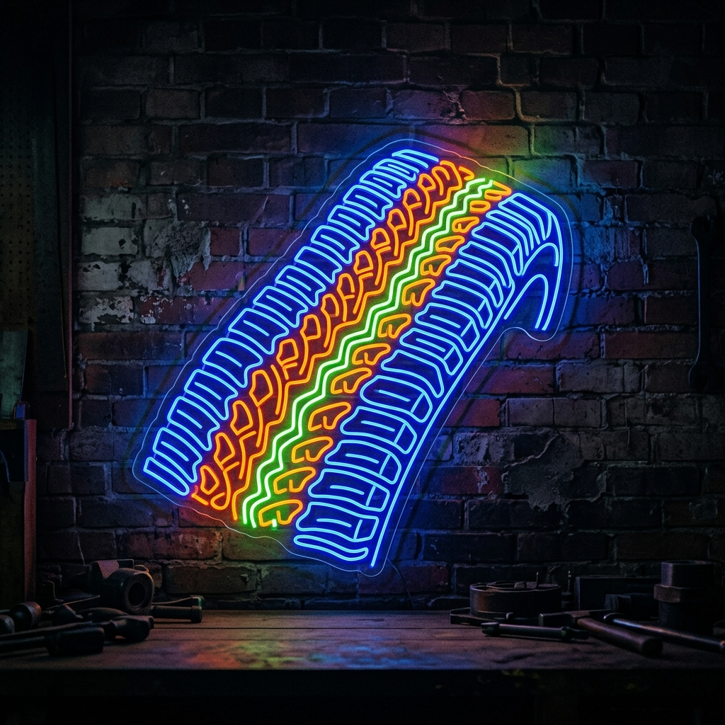 Tire Track Neon Sign For Automotive Enthusiasts