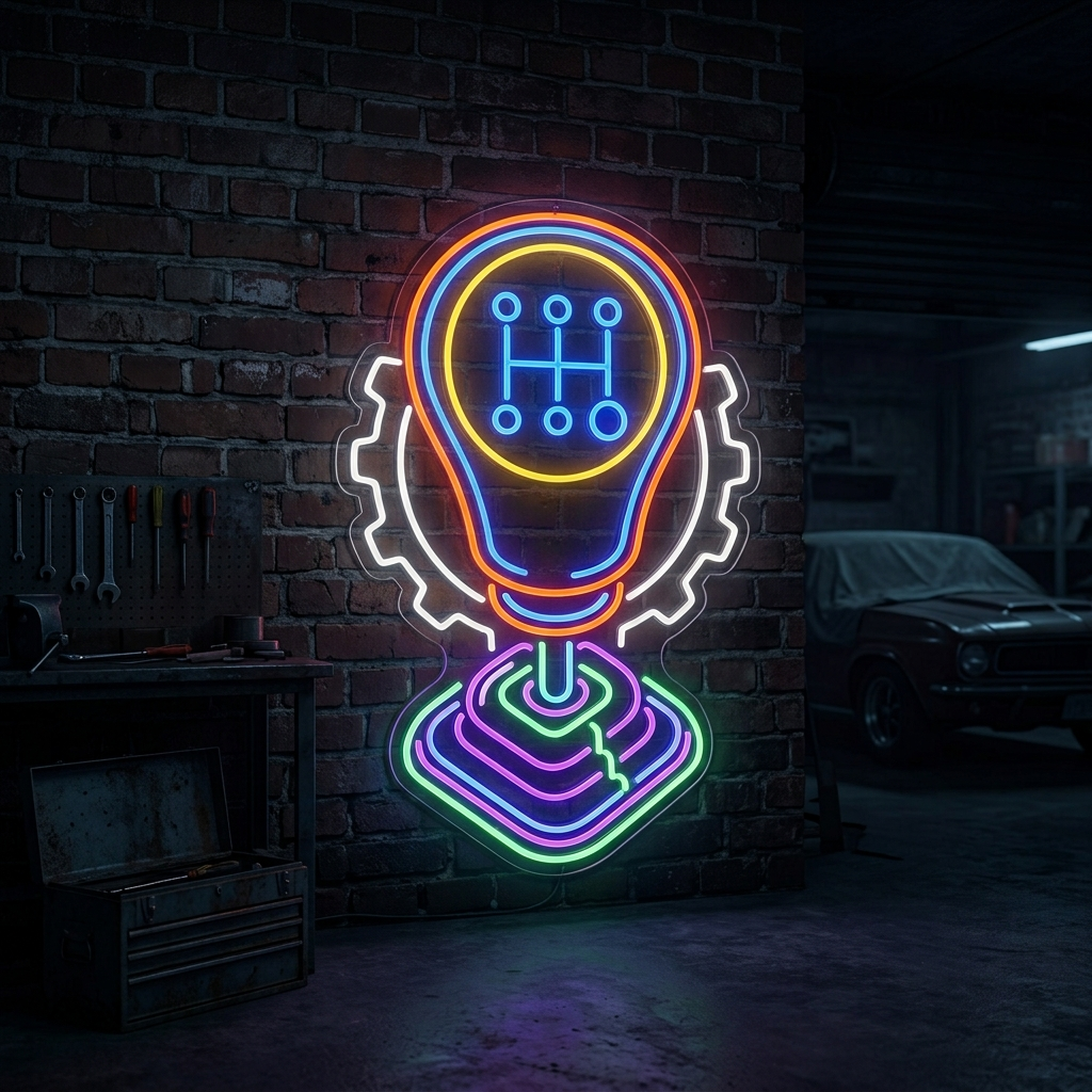 Gear Shift Neon Sign For Automotive Decor