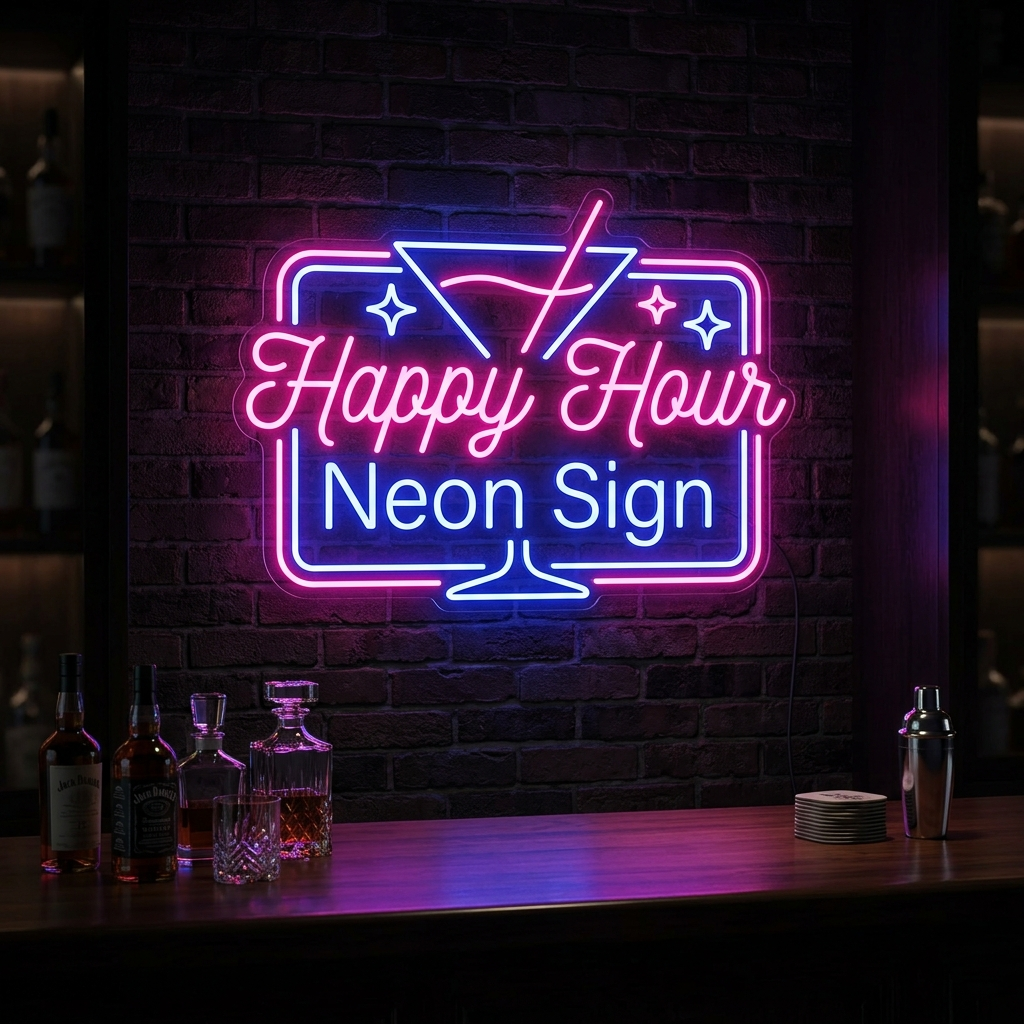 Happy Hour Neon Sign For Mini Bar