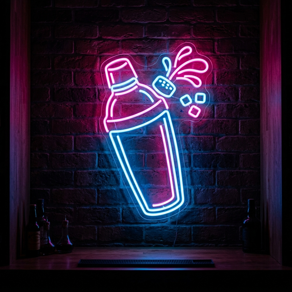 Cocktail Shaker Neon Sign For Home Bar