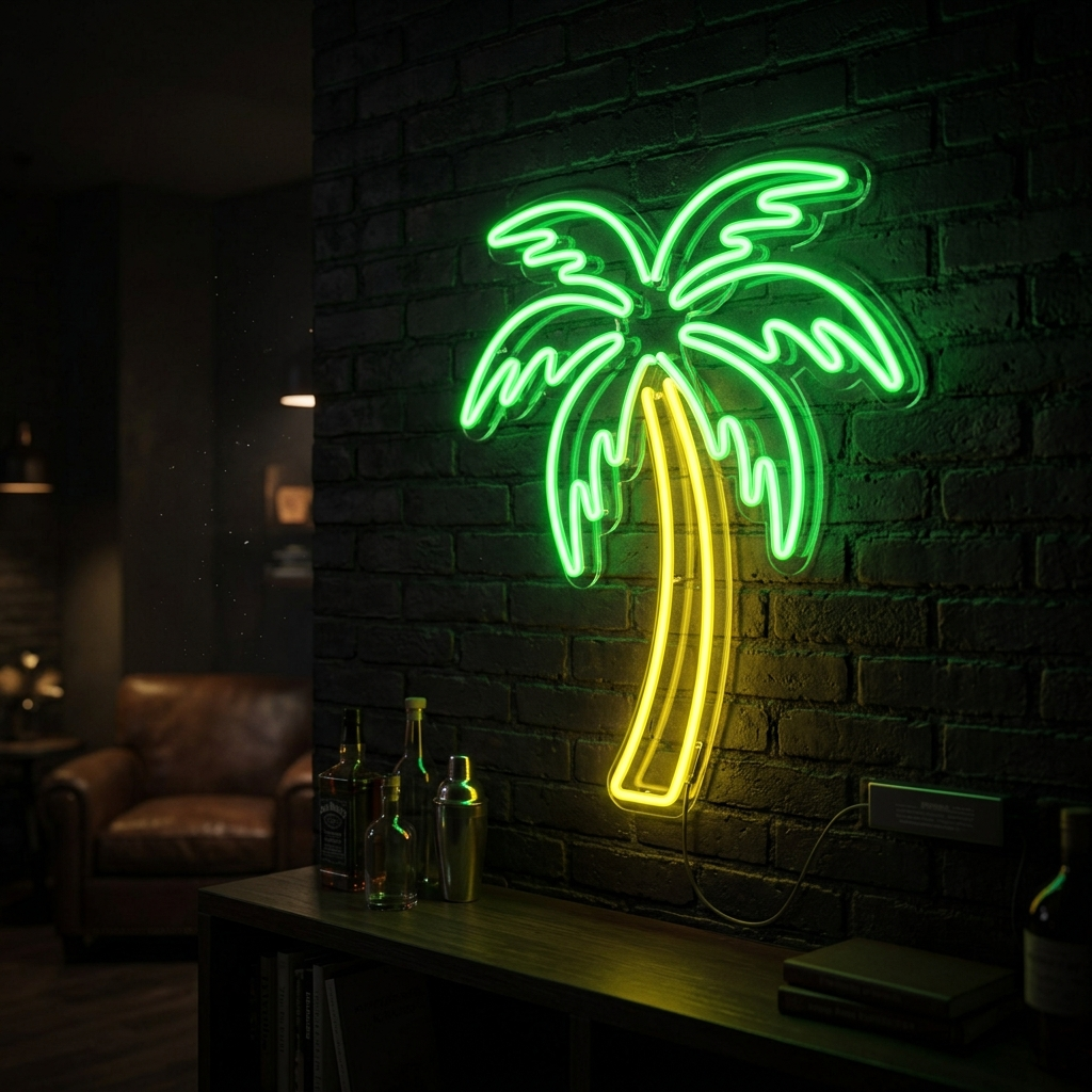 Palm Tree Neon Sign For Tropical Bar Vibe