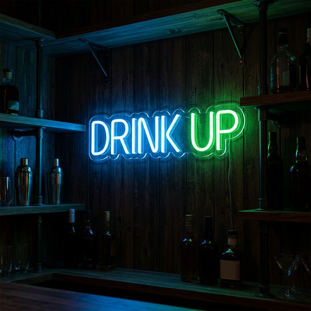 Drink Up Neon Sign For Bar Decor