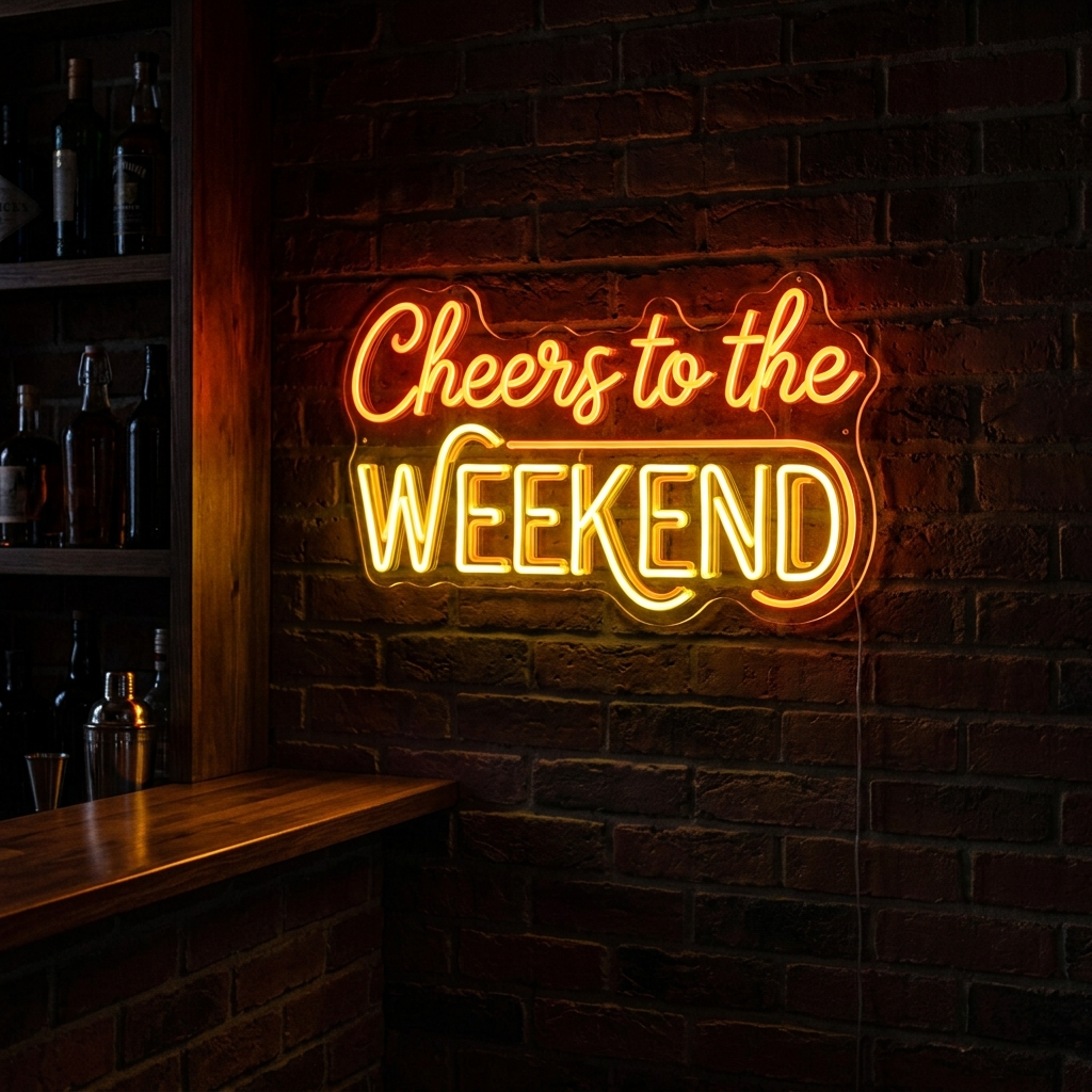 Cheers To The Weekend Neon Sign For Home Bar