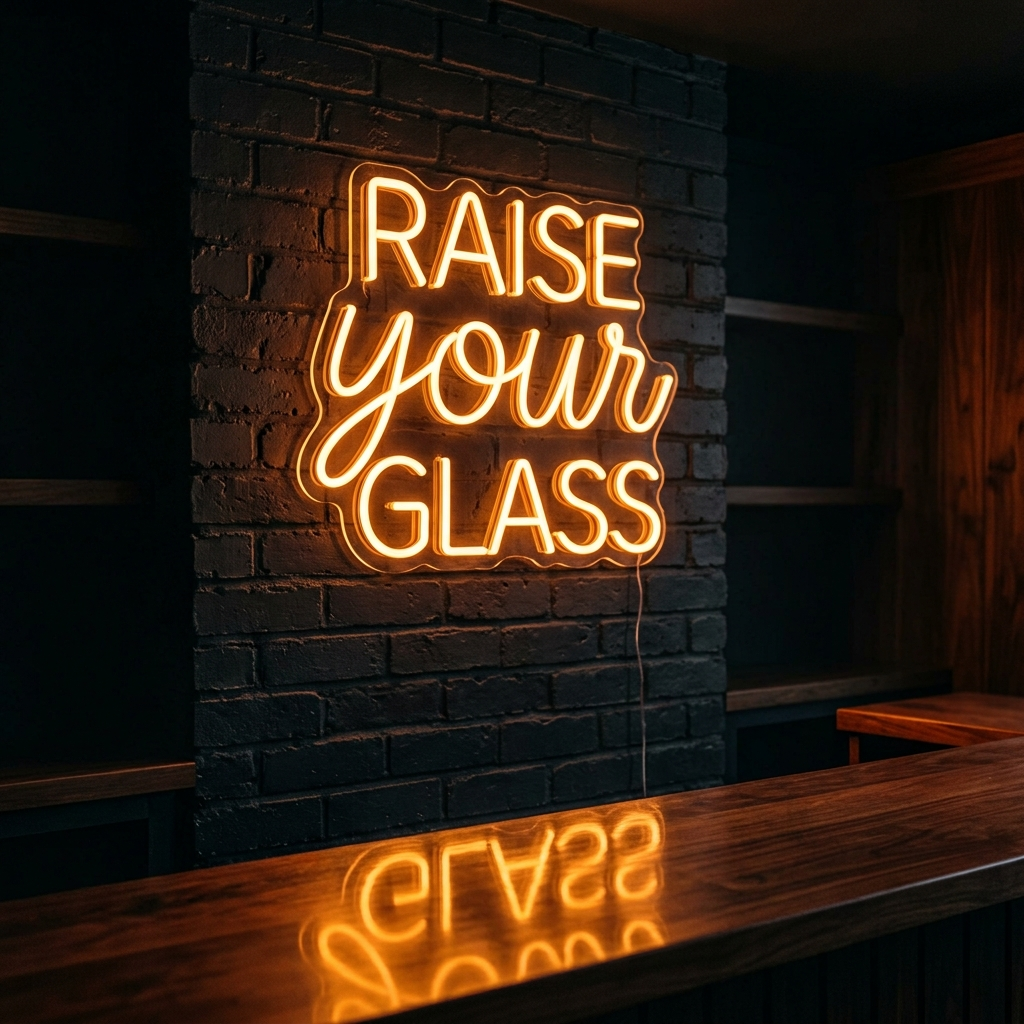Raise Your Glass Neon Sign For Home Bar