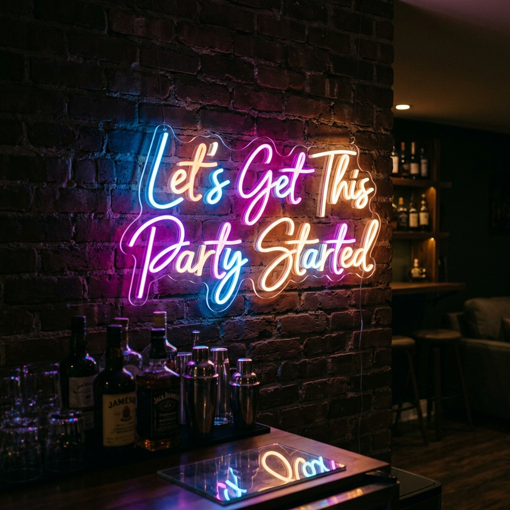 Let’S Get This Party Started Neon Sign For Home Bars