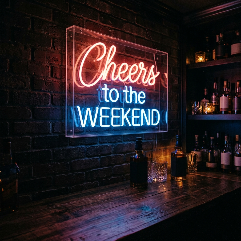 Cheers To The Weekend Neon Sign For Home Bars