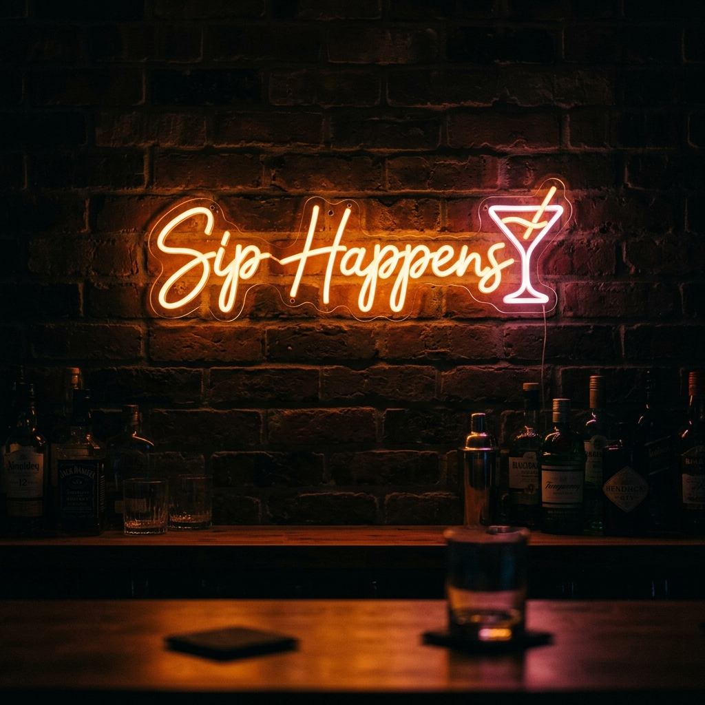 Sip Happens Neon Sign For Fun Home Bars