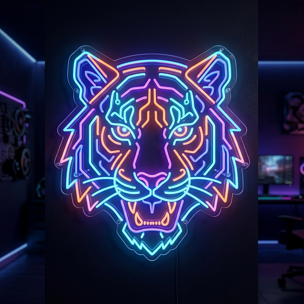 Cyber Tiger Neon Sign For Gaming Room Walls