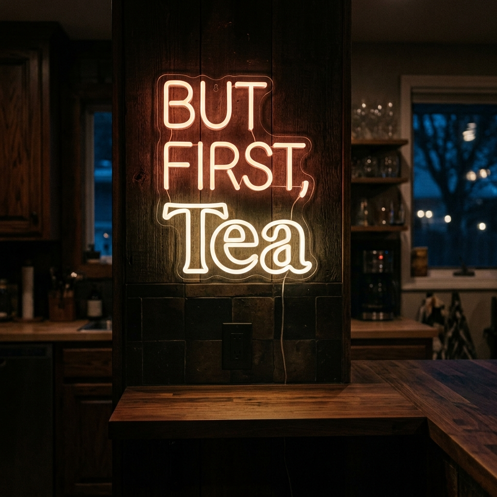 But First, Tea Neon Sign For Home Cafe