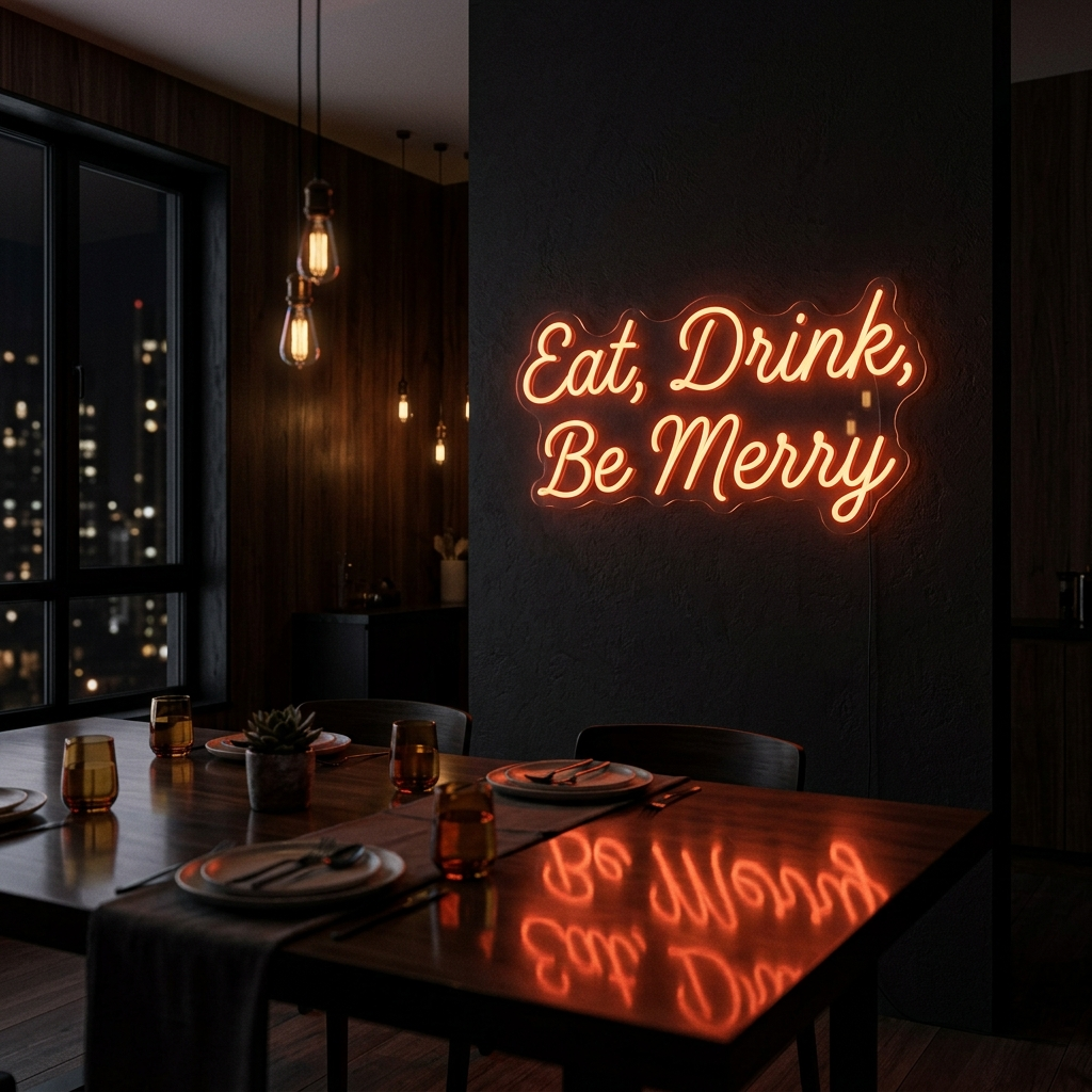 Eat, Drink, Be Merry Neon Sign For Dining Areas