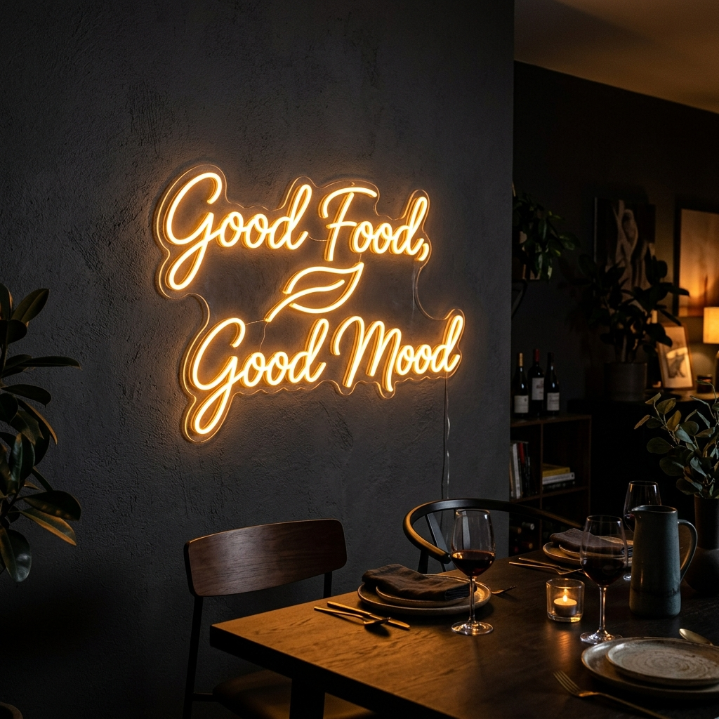Good Food, Good Mood Neon Sign For Dining Areas