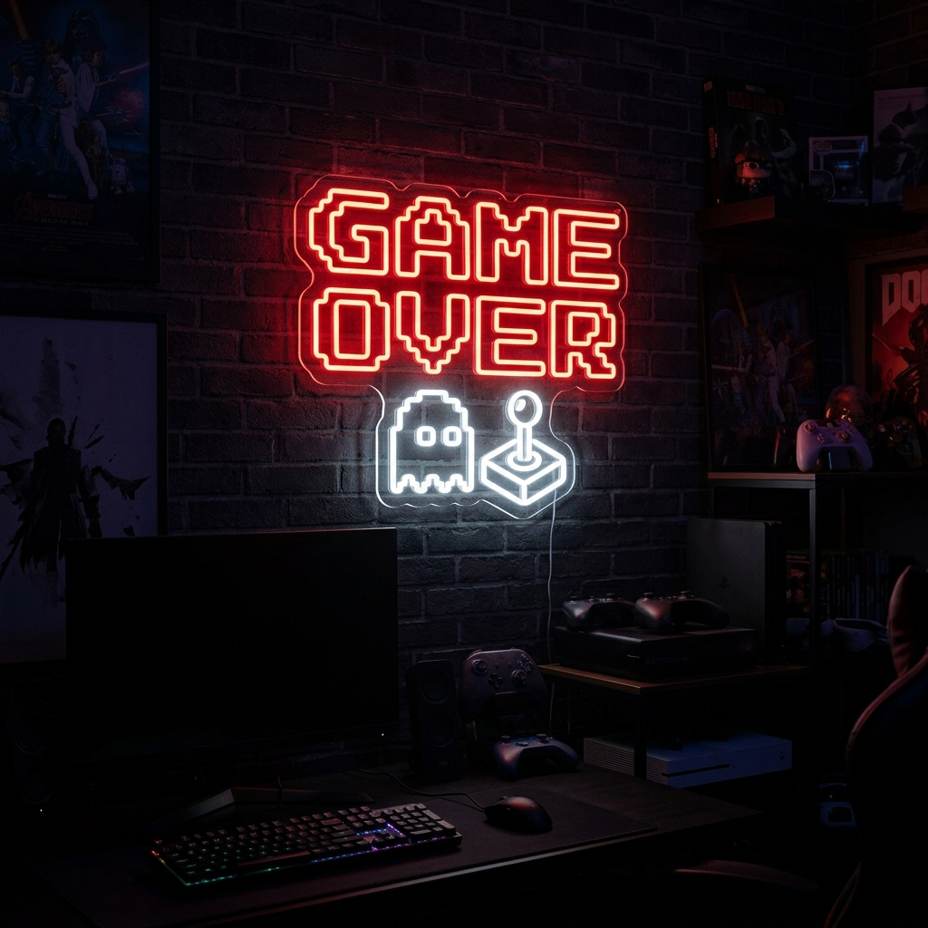 Game Over Neon Sign For Gaming Spaces