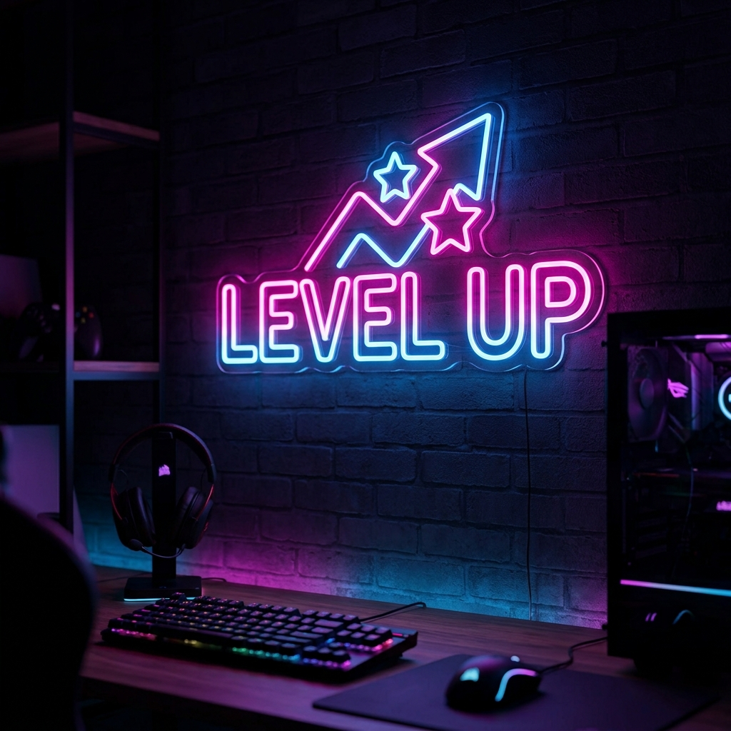 Level Up Neon Sign For Gamers