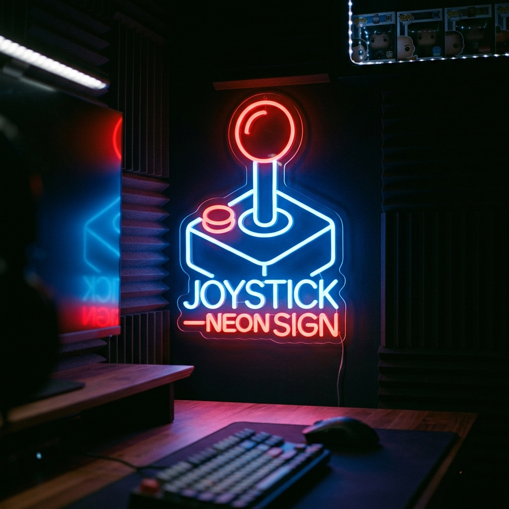 Joystick Neon Sign For Game Rooms